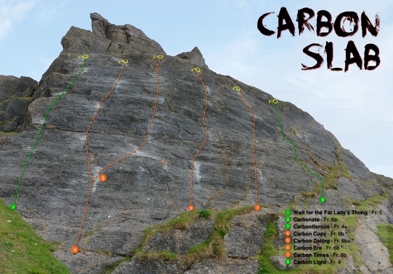 rock climbing topo for Carbon Slab, Rhossili, Gower, South Wales