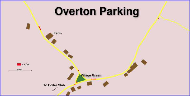 parking map of Overton for access to crags near Boiler Slab, Gower