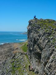 Goi Ashmore climbing at First Sister, Gower, South Wales