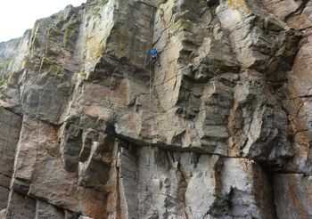 Yellow Wall Pitch 1. Climber: Terry Holmes. Photograph: Alan Firth