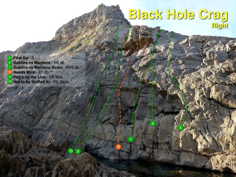 rock climbing topo for Blackhole Crag, Gower