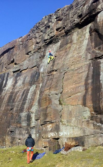 A climber on "Death Wish"